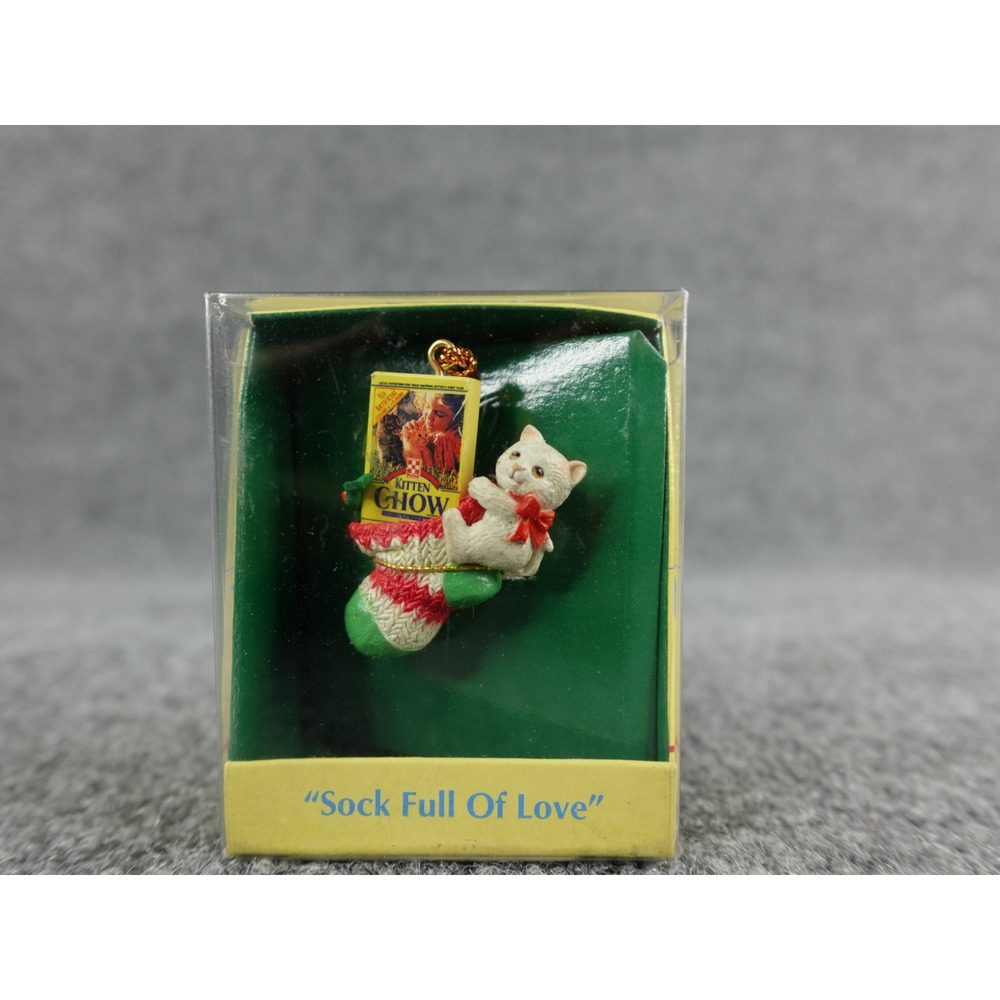 Ensco Small Wonders Kitten Chow Sock Full Of Love Ornament 551414